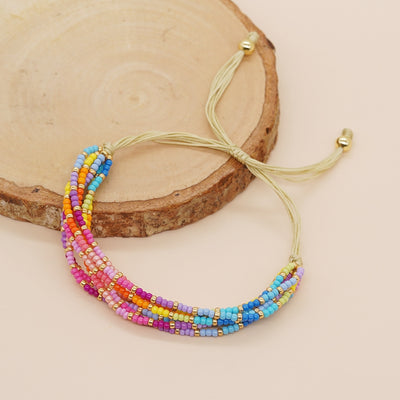 Ig Style Color Block Miyuki Beaded Multi-Layer Women's Bracelet