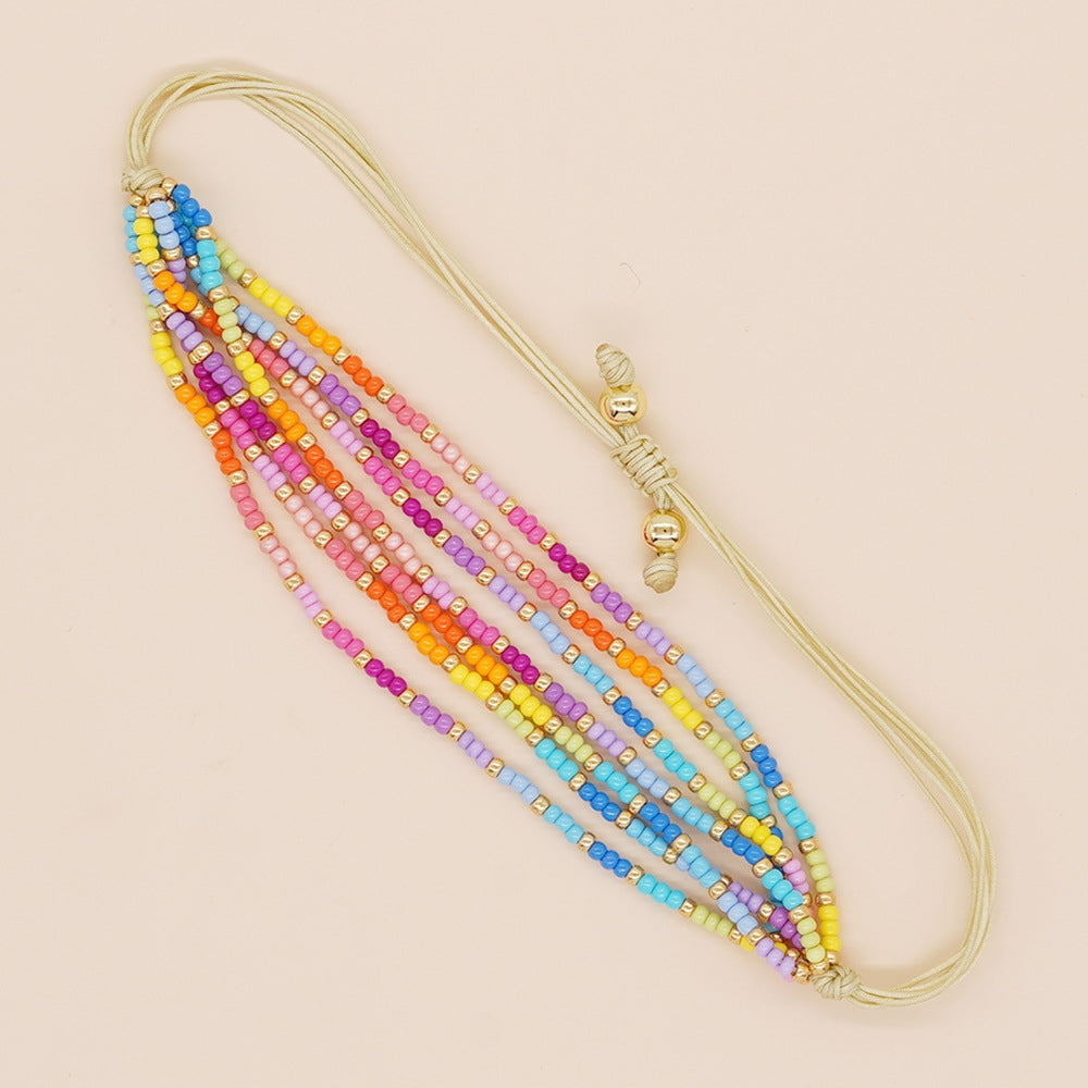 Ig Style Color Block Miyuki Beaded Multi-Layer Women's Bracelet