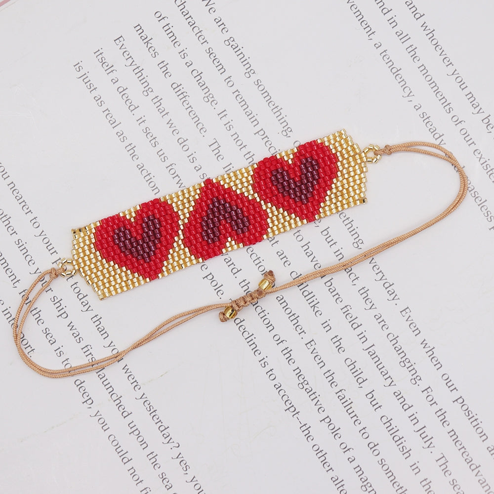 Elegant Pentagram Heart Glass Beaded Bracelet Set for Women
