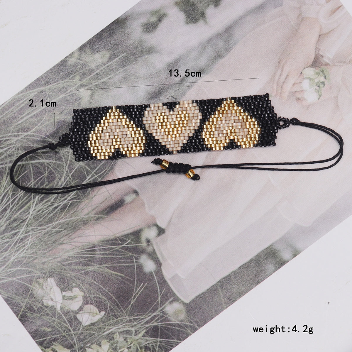 Elegant Pentagram Heart Glass Beaded Bracelet Set for Women