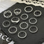 IG Style Vintage Geometric Silver Plated Women's Ring Set - 12 Pieces
