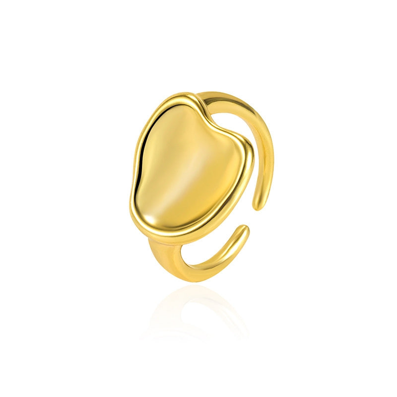 Geometric 18k Gold Plated Sterling Silver Adjustable Ring with Unique Irregular Design