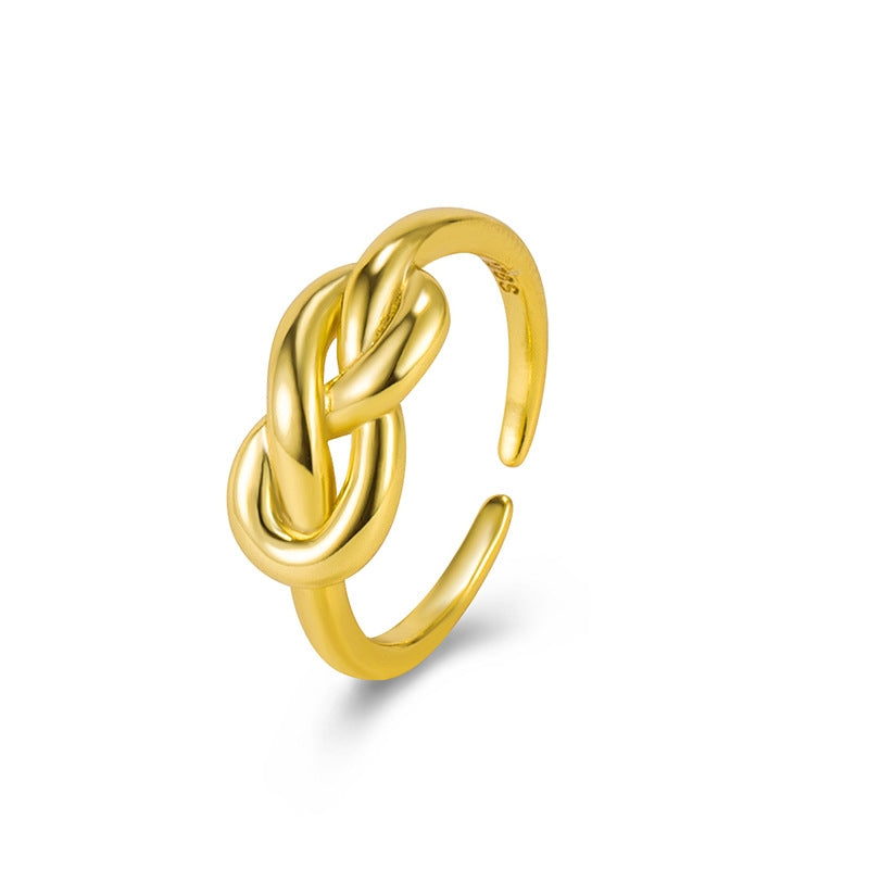 Geometric Minimalist 18k Gold Plated Sterling Silver Adjustable Knot Ring for Women