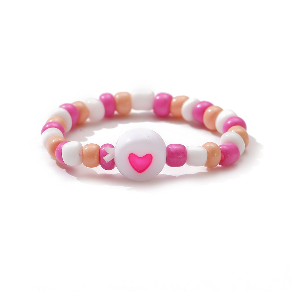 Heart Shape Resin Beaded Women's Ring Set - 3 Pieces