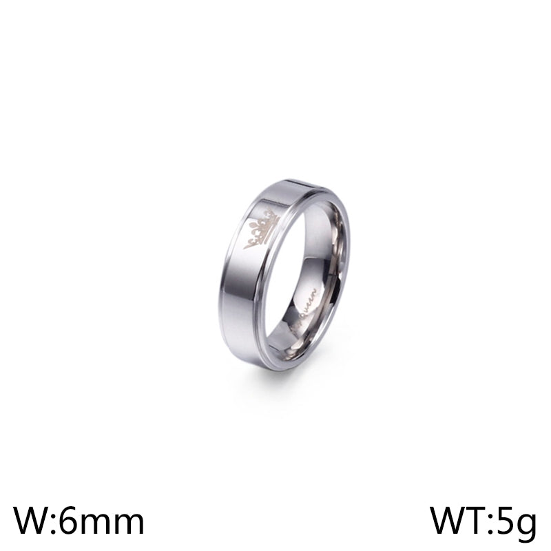 IG Style Crown Titanium Steel Couple Rings - His Queen Her King Design