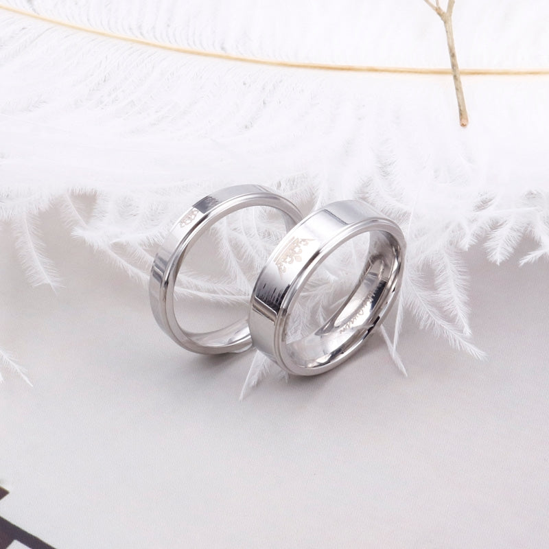 IG Style Crown Titanium Steel Couple Rings - His Queen Her King Design