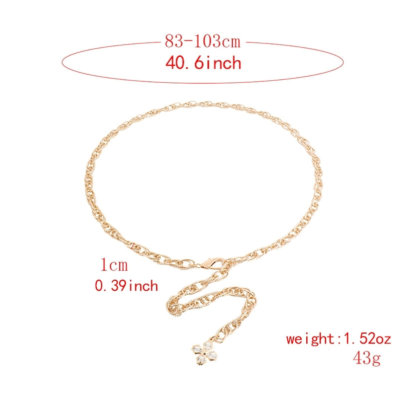 Ig Style Geometric Alloy Plated Acrylic Women's Chain Belt with Pearl Tassel Decoration