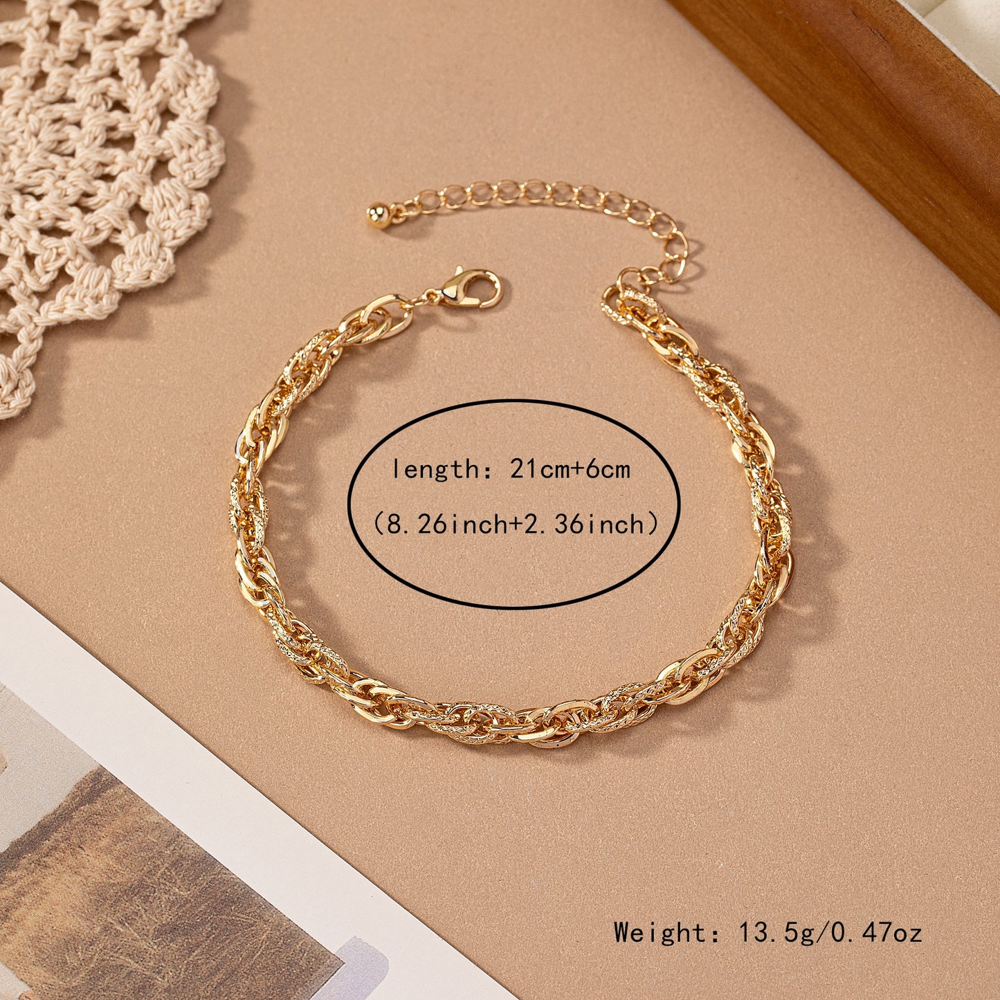 14k Gold Plated Geometric Alloy Women's Ankle Chain