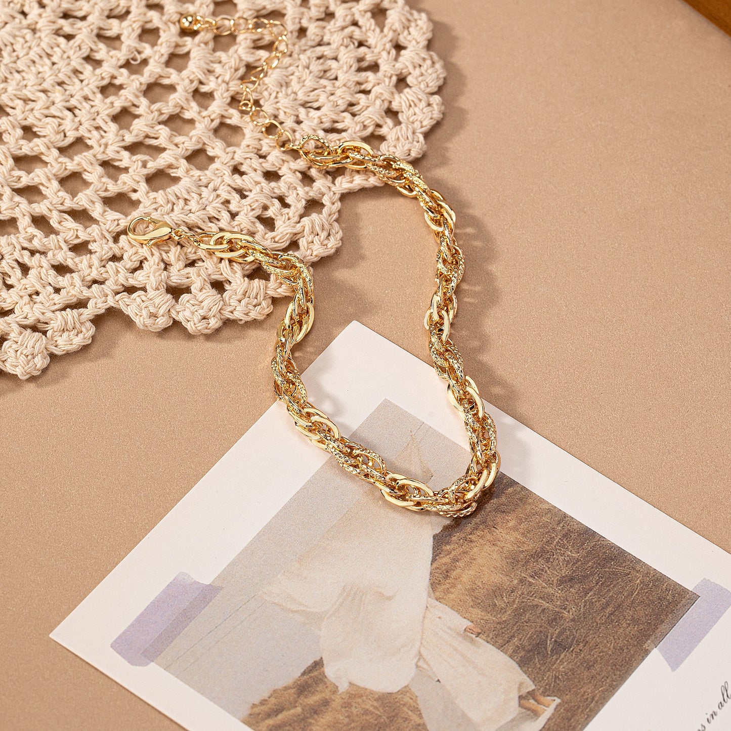 14k Gold Plated Geometric Alloy Women's Ankle Chain