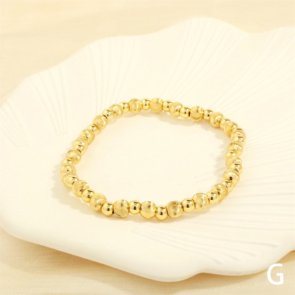 18k Gold Plated Geometric Beaded Layered Bracelet Set