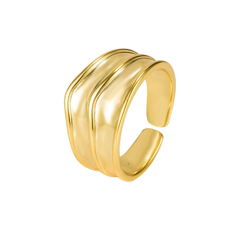 18k Gold Plated Geometric Minimalist Sterling Silver Open Ring