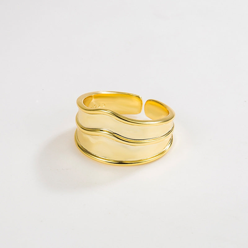 18k Gold Plated Geometric Minimalist Sterling Silver Open Ring