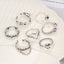 Y2K Punk Alloy Open Rings Set with Heart, Skull, Rose, and Letter Designs