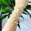 18K Gold Plated Adjustable Letter Pendant Imitation Pearl Bracelet