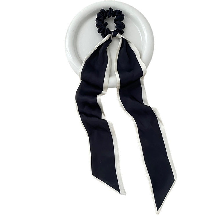 Imported Black and White Bow Hair Band and Silk Scarf Headband