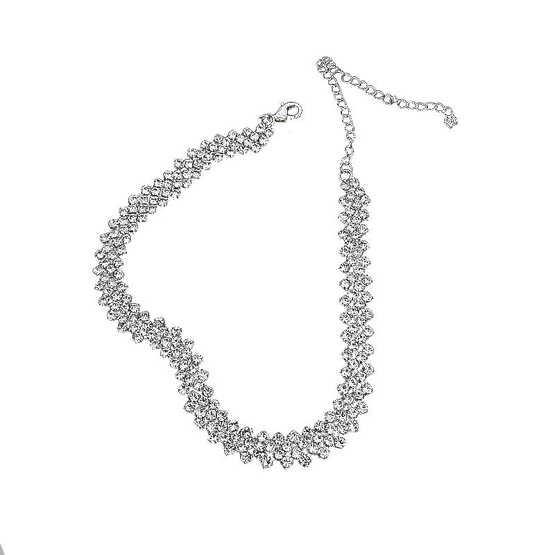 Ins Style Solid Color Alloy Inlay Rhinestone Women's Choker Necklace