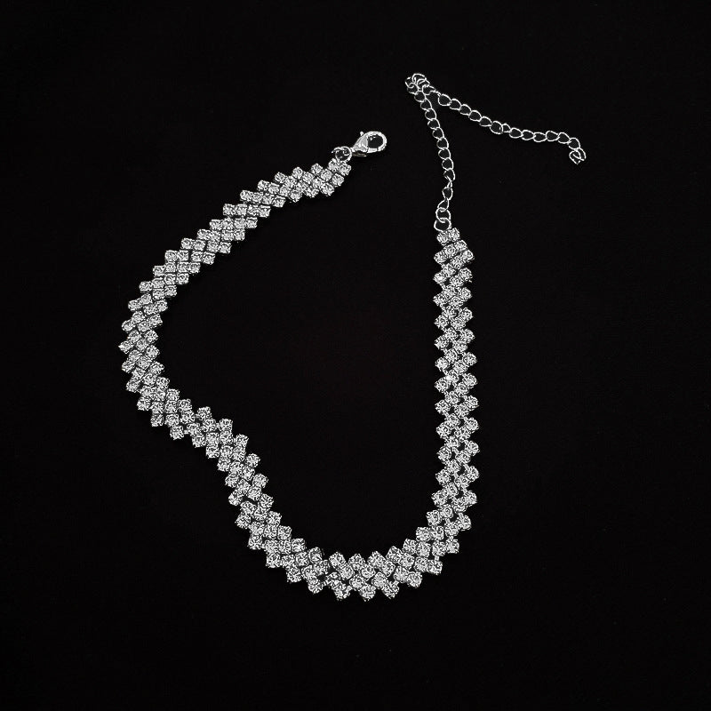 Ins Style Solid Color Alloy Inlay Rhinestone Women's Choker Necklace