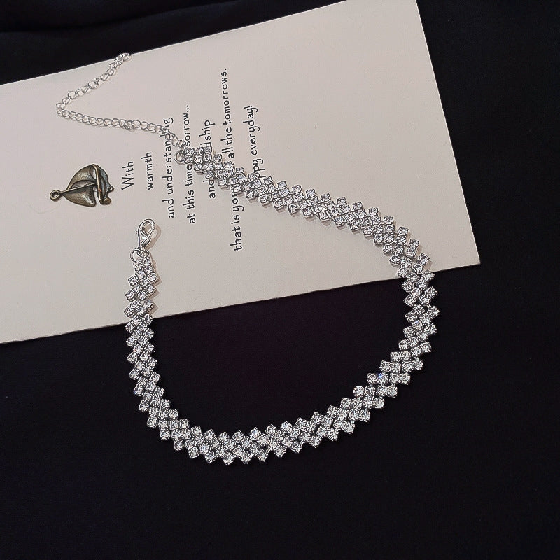 Ins Style Solid Color Alloy Inlay Rhinestone Women's Choker Necklace