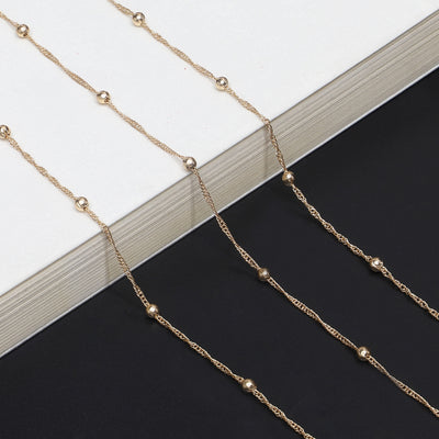 Fashion Simple Gold Water Wave Beaded Eyeglasses Chain