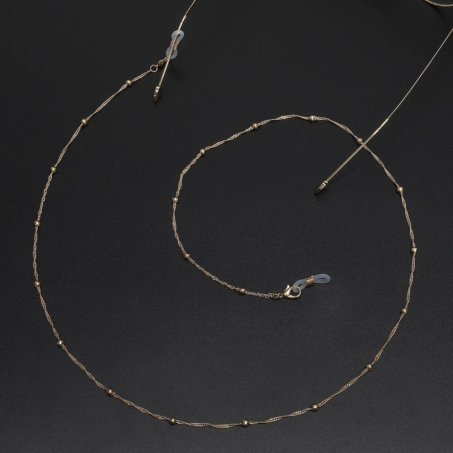 Fashion Simple Gold Water Wave Beaded Eyeglasses Chain