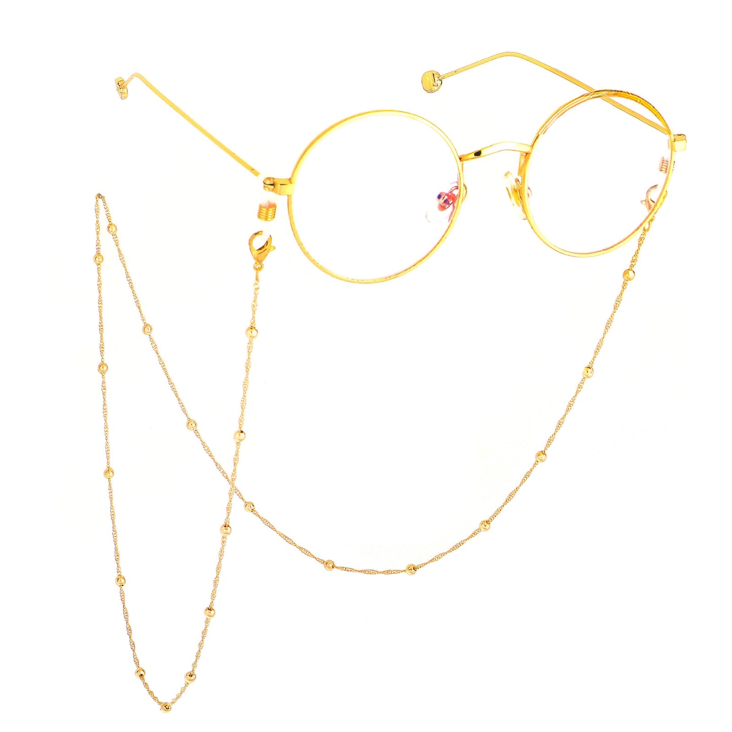 Fashion Simple Gold Water Wave Beaded Eyeglasses Chain