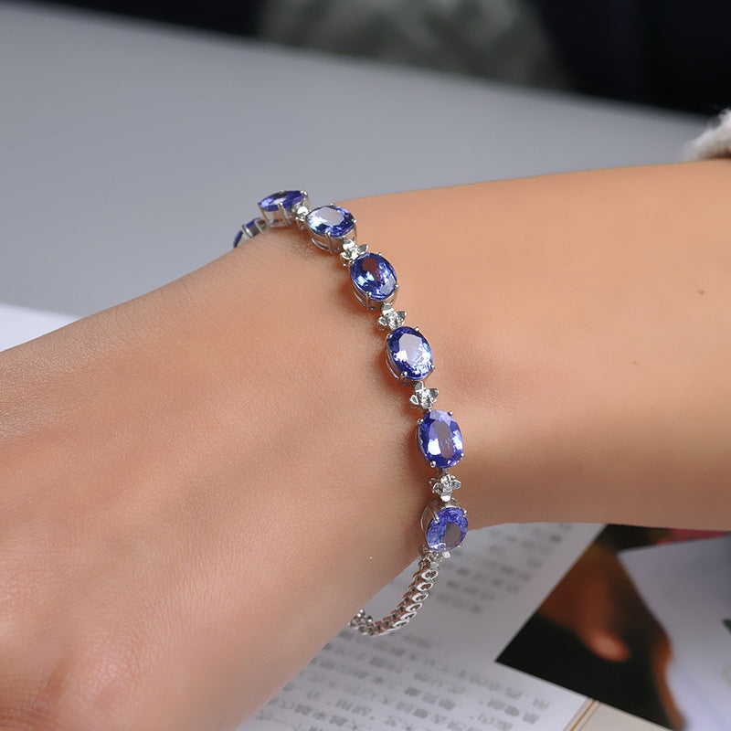 Geometric Tanzanite Jewelry Set with Blue Crystal Pendant and Earrings