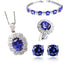 Geometric Tanzanite Jewelry Set with Blue Crystal Pendant and Earrings