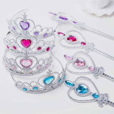 Kids' Cartoon Style Crown Plastic Plating Headband Set - Princess Jewelry Korean Version