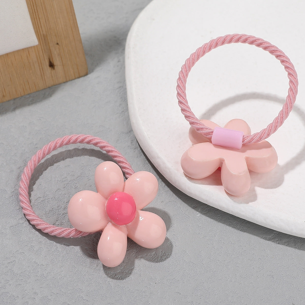 Children's Cartoon Flower Hair Tie Set - Heart Shaped Elastic Rubber Bands