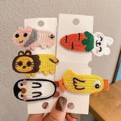 Children's Cartoon Animal Knit Hair Clips - Cute Woolen BB Hairpins