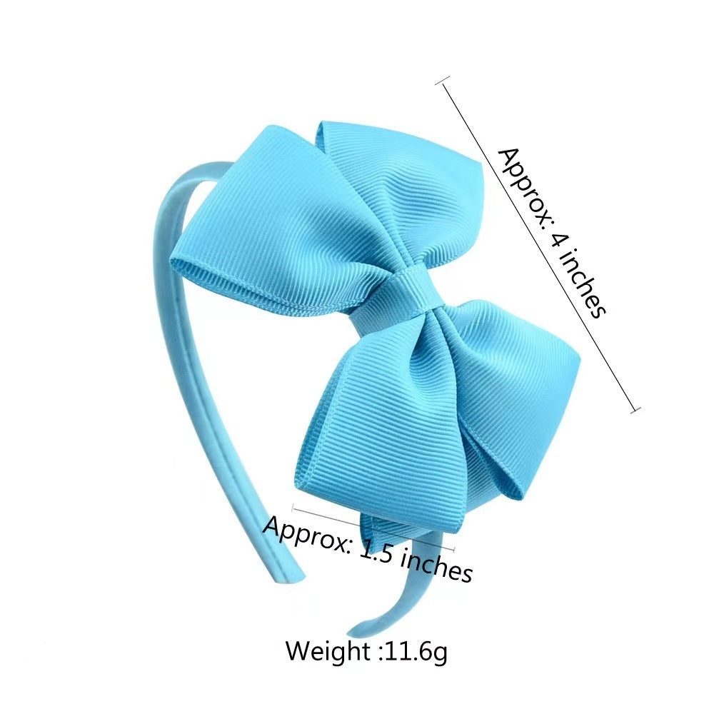 Kids' Bow Knot Headband - Solid Color Polyester Rib Hair Accessories for Girls and Women