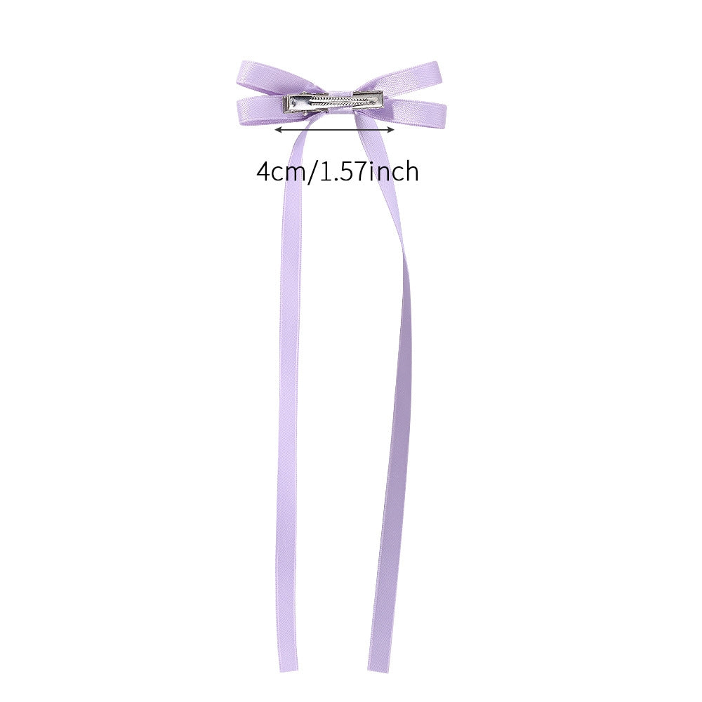 Children's Bow Knot Tassel Hair Clip - Polyester Cotton, Solid Candy Colors