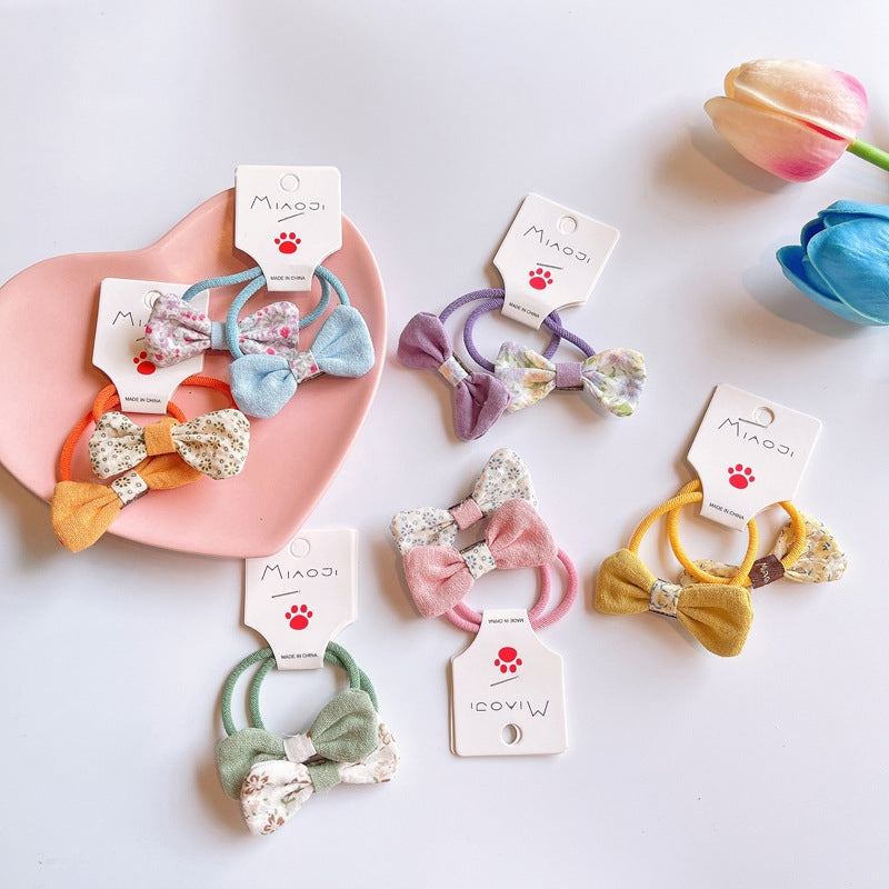 Children's Floral Bow Knot Hair Tie Set