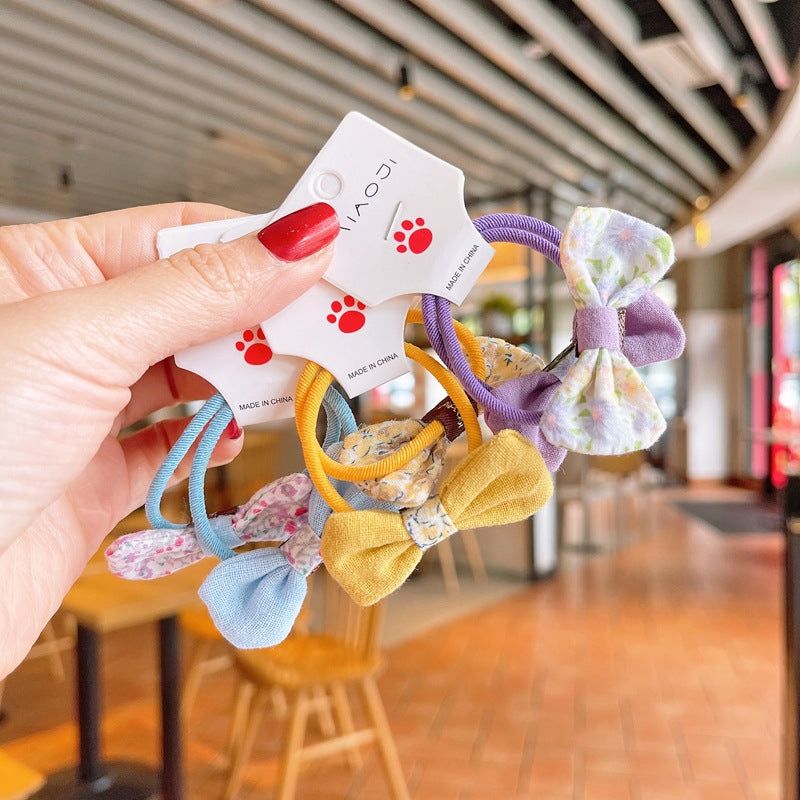 Children's Floral Bow Knot Hair Tie Set