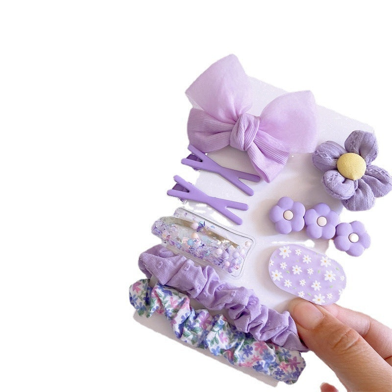 Kids' Adorable Flower Bow Knot Hair Clip and Hairpin Set - Fabric Flower Hair Accessories for Girls