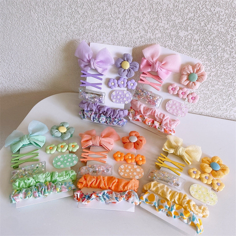 Kids' Adorable Flower Bow Knot Hair Clip and Hairpin Set - Fabric Flower Hair Accessories for Girls