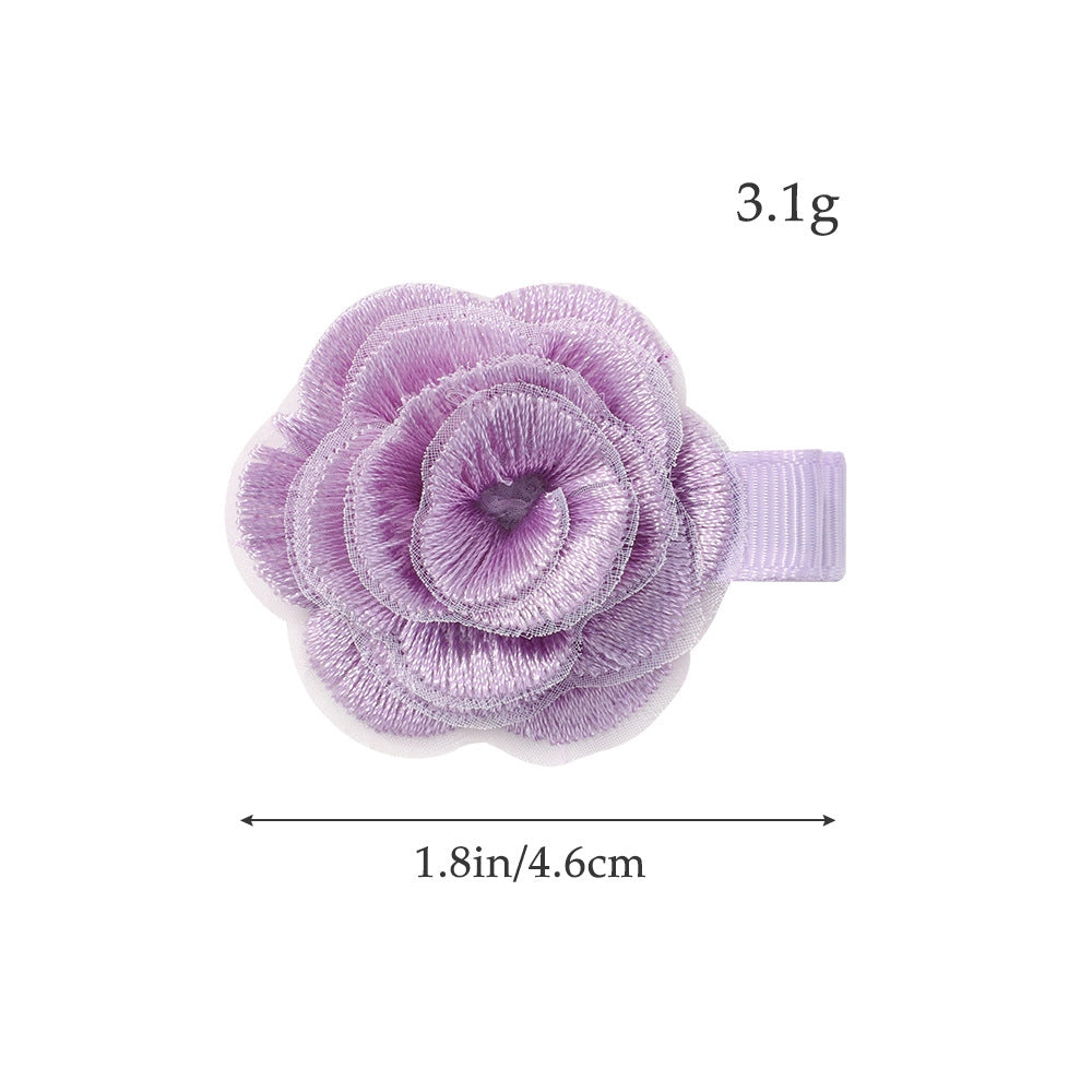 Kids' Floral Bow Knot Hair Clip - Camellia Rose Handmade Fabric Design