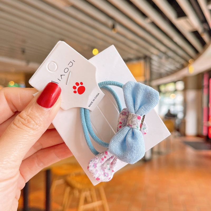 Children's Floral Bow Knot Hair Tie Set