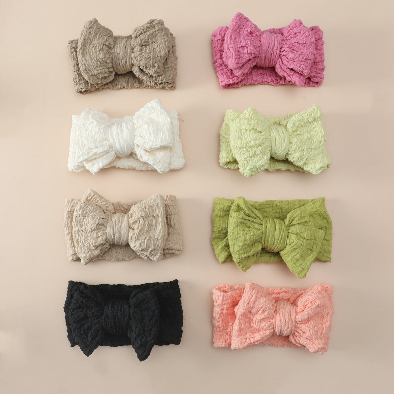 Children's Fashion Plaid Bow Knot Hair Band - High Elastic Wide Headband for Babies and Kids