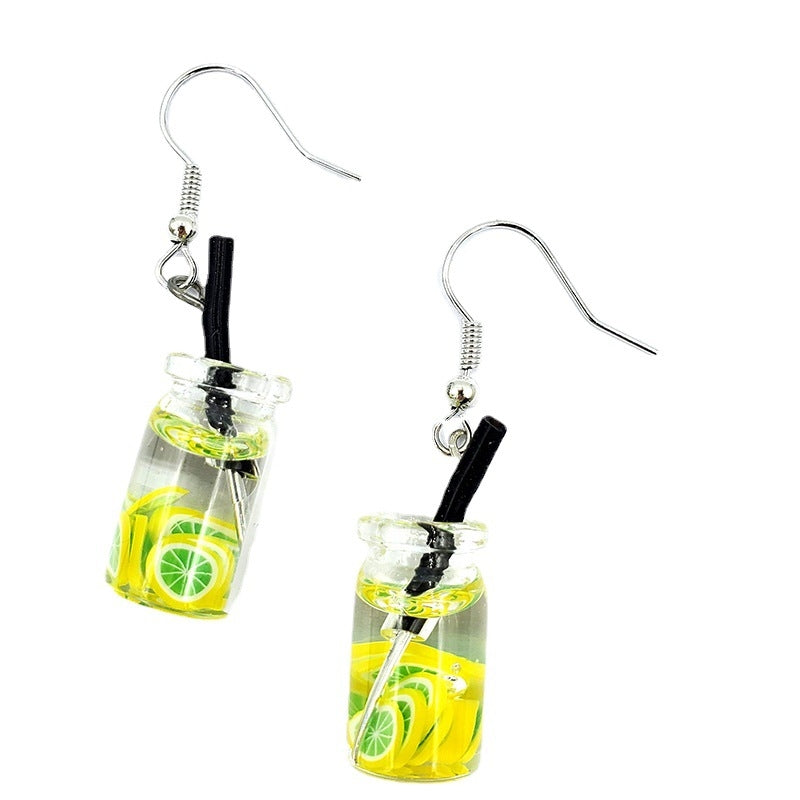 Korea Cute Fruit Pearl Milk Tea Earrings