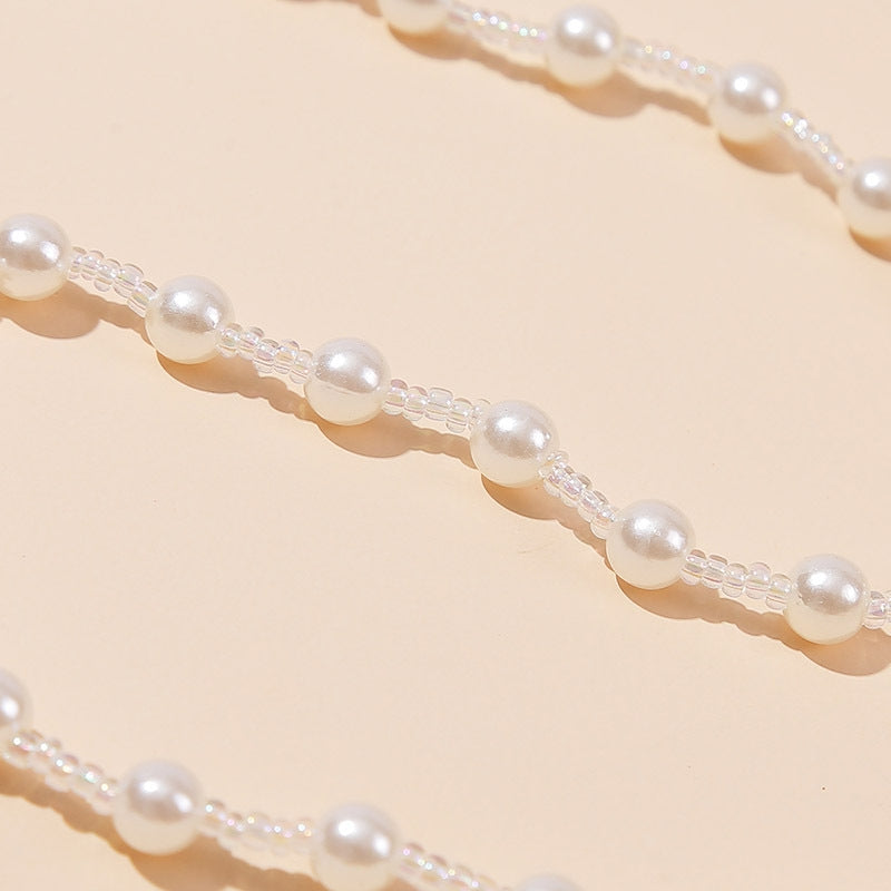 Korean Cute Hand-Woven Imitation Pearl Choker Necklace for Women