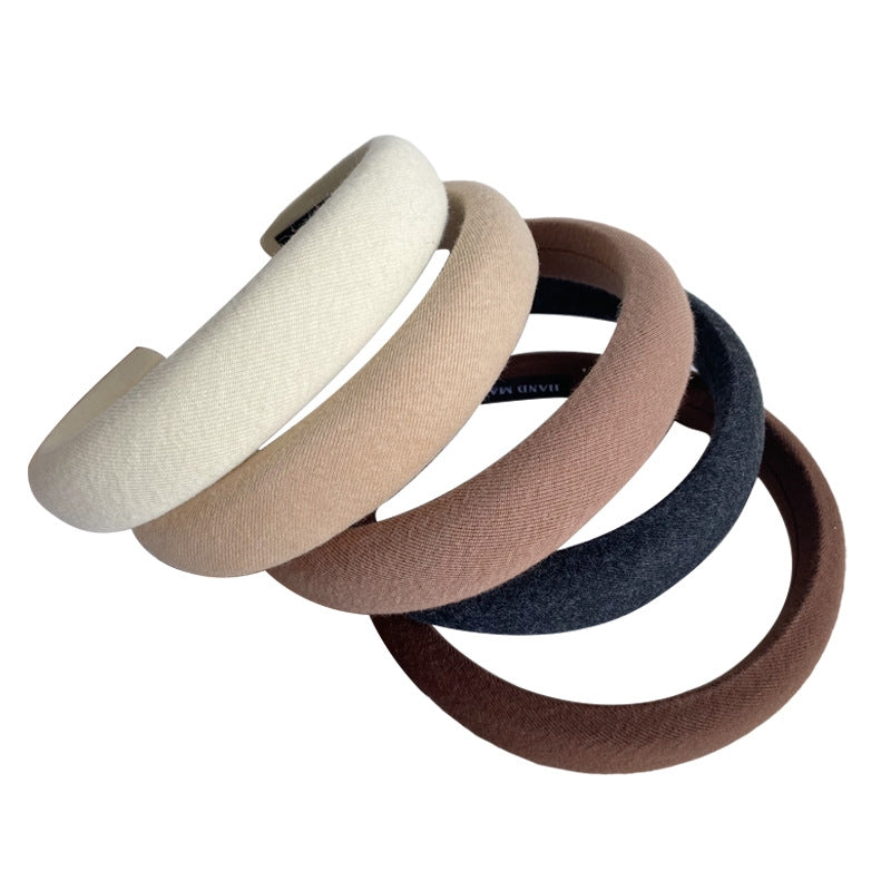 Korean Caramel Color Wide Headband for Women - Vintage Non-Slip Hair Accessory