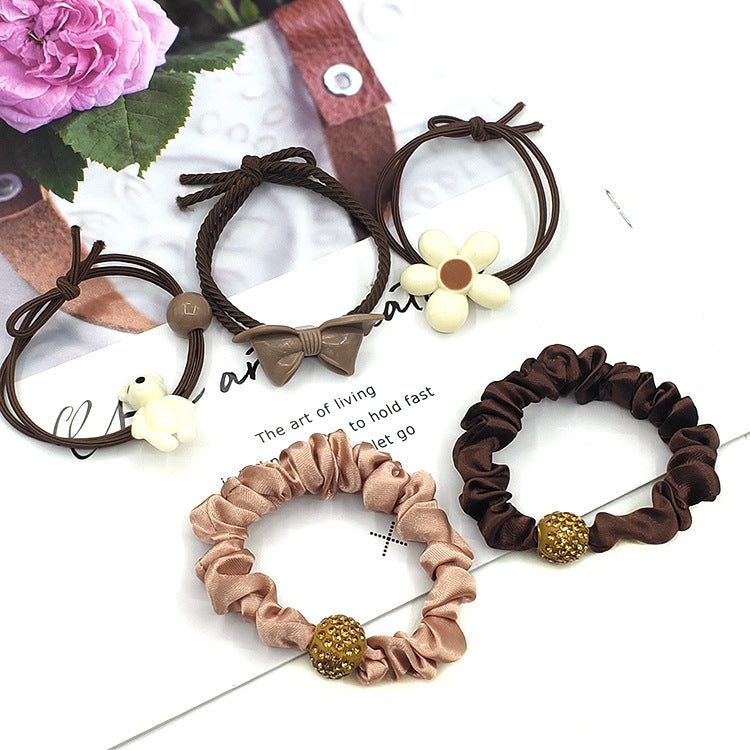 Korean Coffee Color Simple Hair Tie Ponytail Rubber Band Hair Accessories