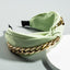 Korean Creative Fabric Headband with Gold Chain Decoration - Wide-brimmed Knotted Design