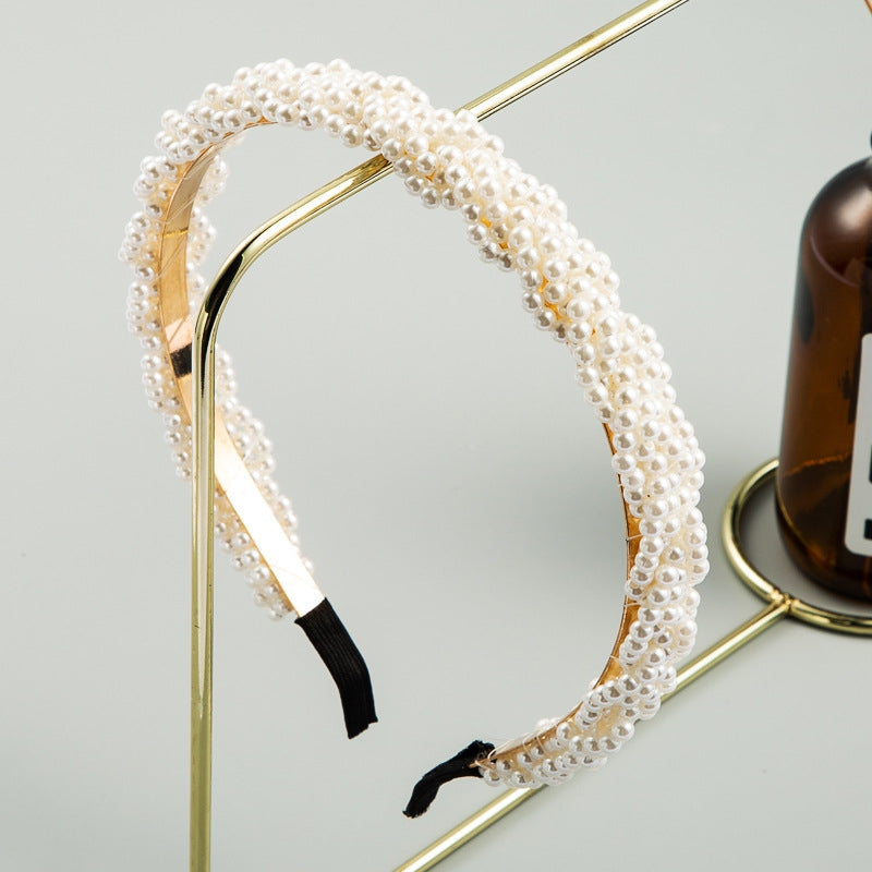 Korean Fashion Pearl Embellished Non-slip Headband for Women