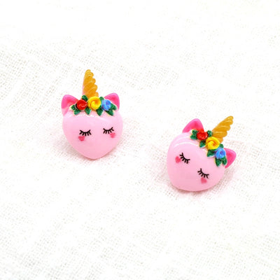 Korean Fashion Pink Resin Cartoon  Earrings