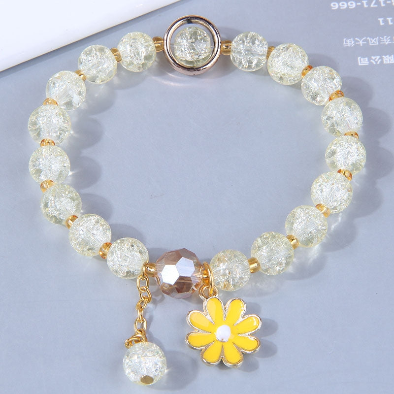 Korean Simple Daisy Pendant Crystal Bead Bracelet for Women