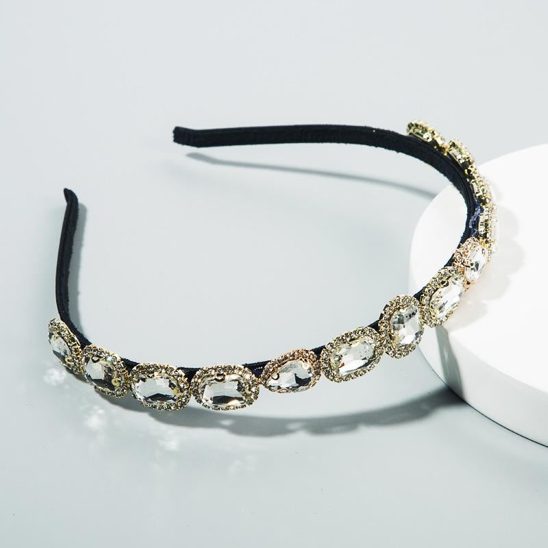 Korean Fashion Retro Glass Diamond Hair Band - Thin Edge Hair Accessory