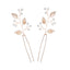 Korean Simple Bridal Alloy Leaf Pearl Handmade Hairpin