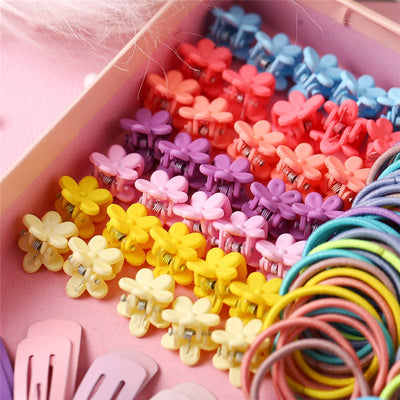 Korean Multi-purpose Hairpin and Rubber Band Set for Kids - 780pcs Gift Box